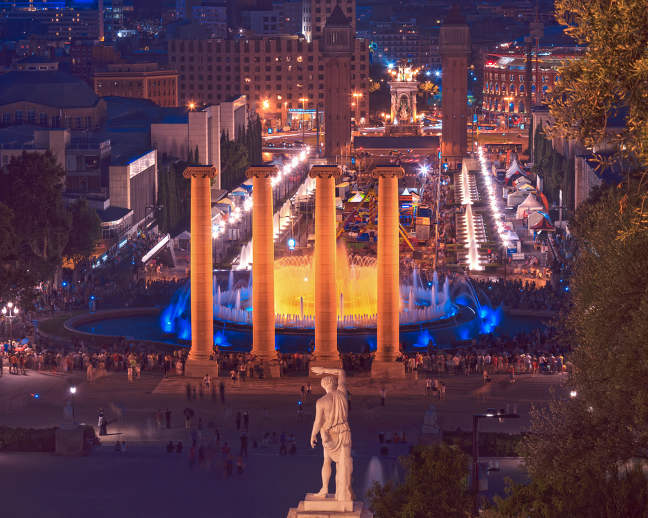 The famous Montjuic Fountain in Barcelona.Spain.